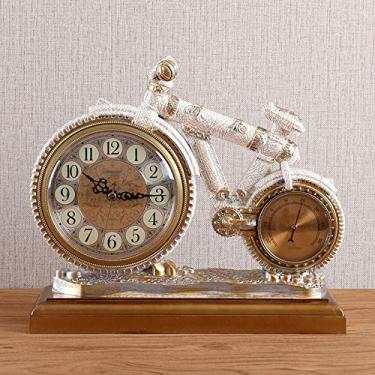 Imagem de Relógio de mesa novo pêndulo chinês relógio de mesa vintage resina criativo mudo relógio de mesa decoração de prateleira relógio de mesa (branco)