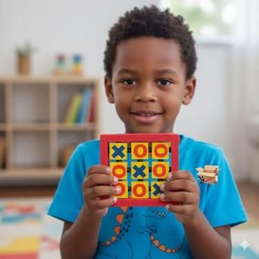 Imagem de Brinquedo Educativo Pedagógico Em Madeira Jogo Da Velha Giratório