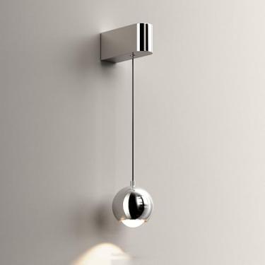 Imagem de Luminária de parede LED moderna Globe, luminária criativa de parede de alumínio Globe com cúpula de vidro transparente, 3 modos de cor, luminária de parede nórdica retrátil suspensa com fio,