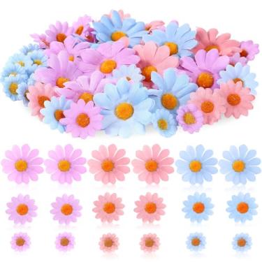 Imagem de Solsew 240 peças de tecido artificial margarida para artesanato, 3 tamanhos de cabeças de flores falsas para outono ao ar livre, decoração de margaridas falsas para guirlanda, vaso de casamento