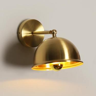 Imagem de Luminária de parede clássica de latão, luminária de parede luxuosa de latão escovado, luminária de leitura de cabeceira dourada ajustável de 180° para cima e para baixo, arandelas de parede