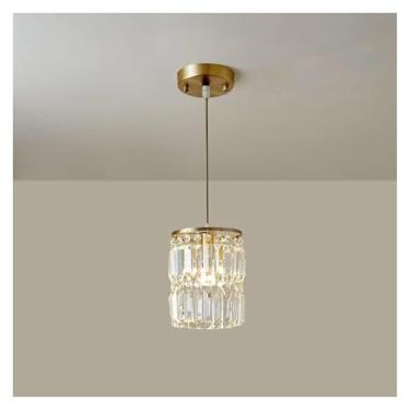 Imagem de Luminária pendente de cristal com acabamento em latão, luminária suspensa de teto com dossel de metal, soquete E27, lâmpadas de lustre simples e modernas