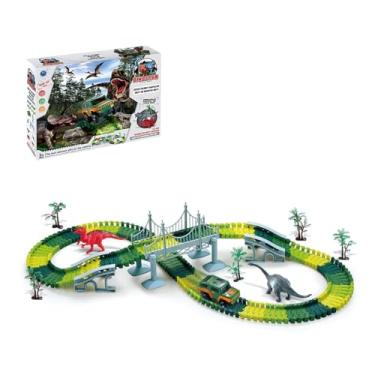 Imagem de Pista Dinossauro 192 Peças Kidino – Brinquedo Infantil Educativo de Montar com Carrinho, Ponte e Dinossauros