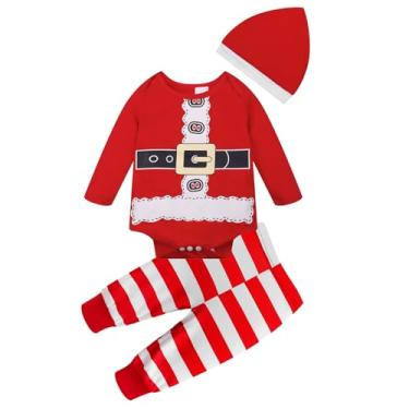 Imagem de NUBEEHOHO Roupa de Natal para recém-nascidos, meninos e meninas, macacão de Natal para elfo e Papai Noel, A - Papai Noel, 6-12 month