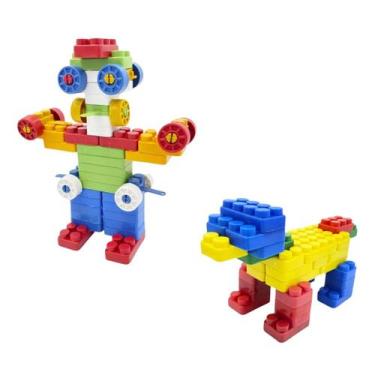 Imagem de Kit Blocos de Montar Infantil 112 Peças  Crie e Brink