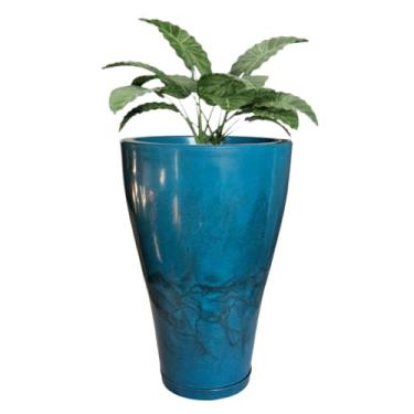 Imagem de Vaso Polietileno P/Plantas Grande Marmorizado Cônico Luxo Varanda 46cm (Azul Petróleo)