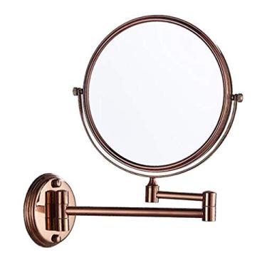 Imagem de Espelho de maquilhagem, ampliação 3X, espelho de beleza de dois lados, espelho cosmético montado na parede, espelho de banheiro extensível giratório de 360°, cobre antigo (um