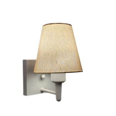 Imagem de Arandela Quadrada Md-2034 Branco Cúpula em Tecido Cone Linho Bege - Bivolt