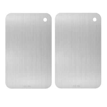 Imagem de Tábua de cortar 2 peças de aço inoxidável 304 com alça de fácil aderência dupla face, lavável na lava-louças, tábua de pastelaria para cozinha, frutas, legumes, rolar carne (2 peças, 29 x 20 cm)