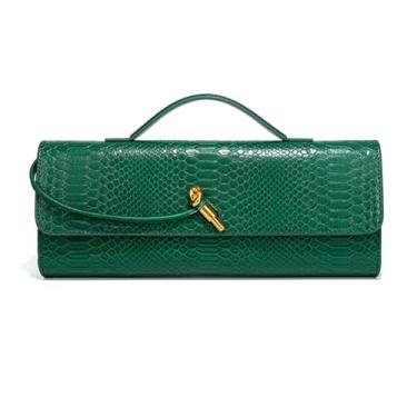 Imagem de Beaguful Bolsa de mão feminina moderna de couro com estampa de crocodilo bolsa transversal à noite, Esmeralda