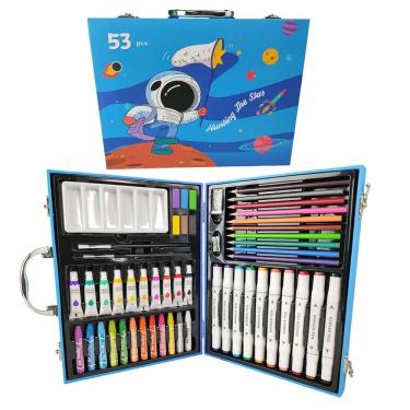Imagem de Maleta de Pintura Infantil Criança Estojo 53 Peças Canetinha