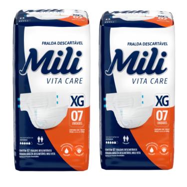 Imagem de Fralda  Geriátrica Mili Vita Care  Tamanho XG  - 2 pacotes c/ 7 fraldas  Uso Adulto