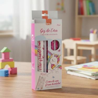 Imagem de Régua De Crescimento Pintura Unicórinio + Giz Cera Retrátil - BRW