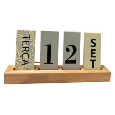 Imagem de Calendário de Mesa Decorativo com Plaquinhas Removíveis – Ideal para Escritório e Decoração de Ambientes (Verde)