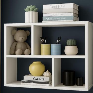 Imagem de prateleira decorativa mdf 60x90x15cm idela para organizar livros enfeites sixteen sala quarto escritorio