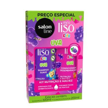 Imagem de Kit Shampoo 300ml + Condicionador 200ml Meu Liso Kids Uva - Salon Line