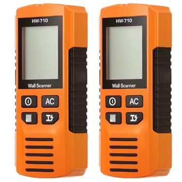 Imagem de Scanner de parede 7 em 1 multifuncional com alarme, localizador eletrônico preciso para detecção de pinos metálicos de fio CA (laranja, 2 peças)