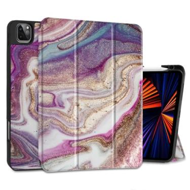 Imagem de DONGKE Capa para iPad Pro de 12,9 polegadas, 6ª geração 2022, suporte de lápis embutido + suporte de três dobras + despertar/hibernar automático + capa protetora para iPad Pro 12,9 5ª/4ª/3ª geração