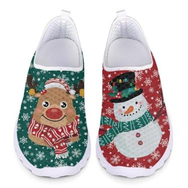 Imagem de Coloranimal Funny Animal Puzzle Air Mesh Beach Water Tênis feminino 34-46, Boneco de neve de Natal e rena, Natal, 36