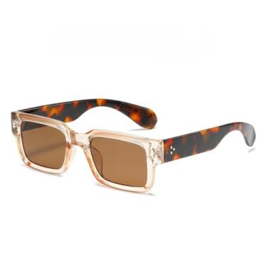 Imagem de HCPIHF Óculos de sol da moda masculino retrô steam punk feminino retangular degradê (chá transparente)