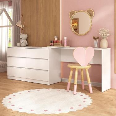 Imagem de Penteadeira Infantil 231,5cm Com 6 Gavetas Multimóveis Mp4403 Branco