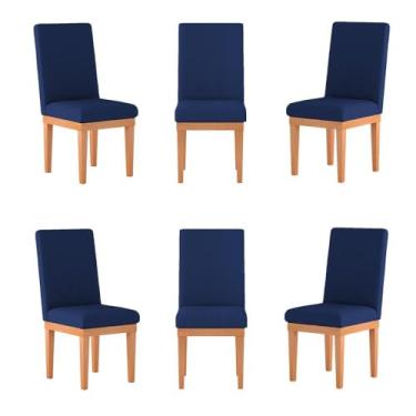 Imagem de Kit 6 Cadeiras de Jantar Reforçadas com Base em Madeira