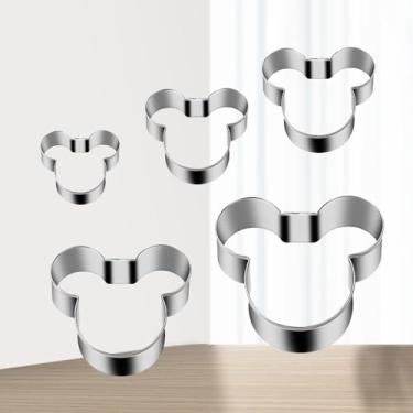 Imagem de Pacote com 5 cortadores de biscoito em forma de mouse, cortadores de sanduíche e vegetais de frutas, adequado para lancheira e caixa Bento, vários tamanhos