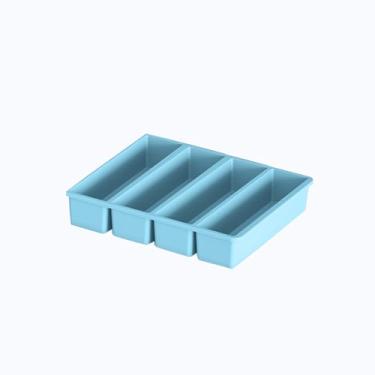 Imagem de Bandeja de silicone para freezer com tampa – cubos de gelo longos duram mais, 4 grades (azul)