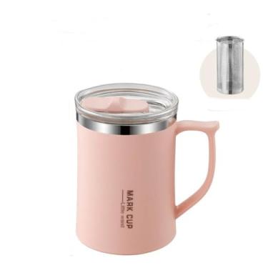 Imagem de Copo de água portátil à prova de vazamento 304 aço inoxidável interno copo térmico copo de café isolado 600 ml (rosa)