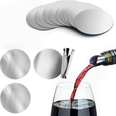 Imagem de Despejador de vinho prateado, disco de despejo de vinho, discos de despejo de parada de vinho, copos de vinho a granel, disco reutilizável de folha de alumínio, discos de despejar garrafas de vinho