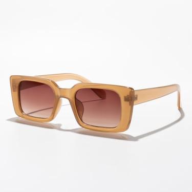 Imagem de Óculos de sol quadrados pequenos clássicos para homens mulheres minimalistas retrô óculos vintage chique para dirigir estilo urbano uso diário, Armação marrom/lente marrom gradiente, Lens Width: 50