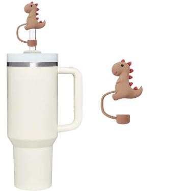 Imagem de Tampas de silicone marrom Stanley Straw Cover para Stanley Tumbler – Compatível com copos de 850 g e 1,134 g, topo de canudo reutilizável à prova de poeira de 1 cm.