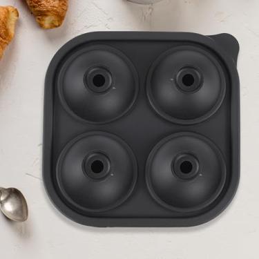 Imagem de Bandeja de silicone para cubos de gelo com tampa - 4 cavidades redondas - preta