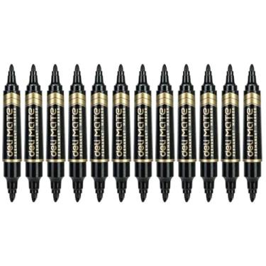 Imagem de Pincel Marcador Permanente, Deli, Ponta Chanfrada, Duas Pontas, Preta, Caixa com 10