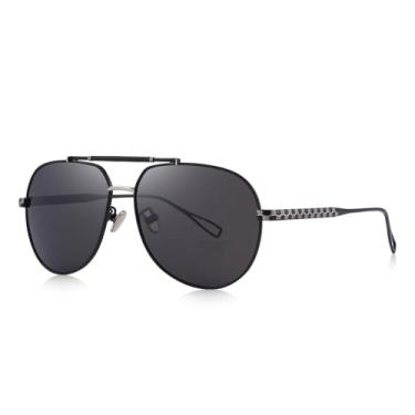 Imagem de Óculos de sol polarizados para homens, lentes polarizadas e femininas, proteção UV, dirigir, pescar, esportes, masculino, Preto e preto, Lens Width: 62 Millimeters