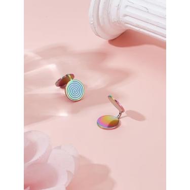 Imagem de 2 peças de brincos de aço inoxidável 304, joias estilo punk, brincos de pressão de cor arco-íris para mulheres, festivais de aniversário, presentes elegantes, joias personalizadas, 11 x 11,5 x 17 mm