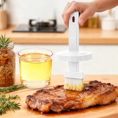 Imagem de Escova de óleo de silicone recarregável com garrafa para cozinhar, churrasco, assar e grelhar – Aplicador de óleo de cozinha de grau alimentício para pastelaria e molho