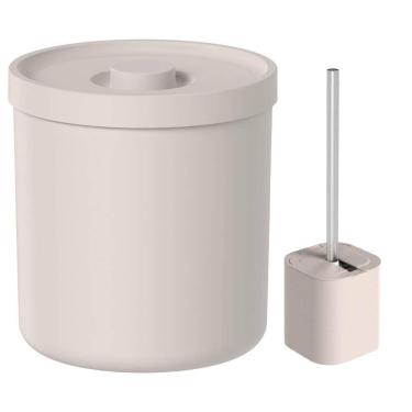 Imagem de Lixeira Para Banheiro 6L E Escova Sanitária Bege - Ou