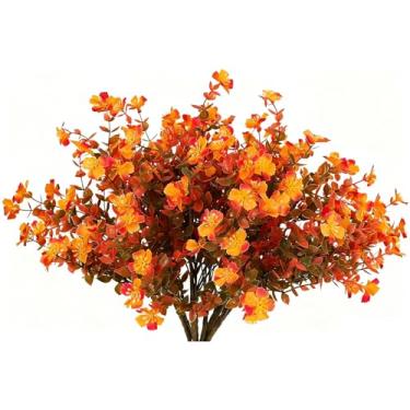 Imagem de Guo's hyekbe 12 pacotes de flores artificiais de ameixa – flores artificiais resistentes a UV, plantas de plástico seguras para varandas, pátios, quintais, jardins e janelas, vasos para decoração de