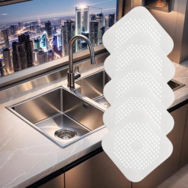 Imagem de 5 peças de filtro de silicone multifuncional com ventosa, ralo de chuveiro, adequado para banheira, banheiro, pia de cozinha (branco)