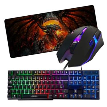 Imagem de Kit Gamer Teclado e Mouse Rgb 2400dpi Mais Mouse pad Grande de 70x35