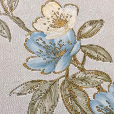 Imagem de Papel de Parede Floral Azul Offwhite Dourado Vinílico Homehaus Luxo