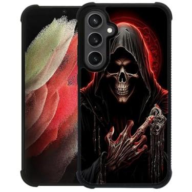 Imagem de yicomon Compatível com Samsung Galaxy S23 FE, capa de telefone com estampa de caveira vermelha legal durável moda engraçada capa protetora macia antiarranhões à prova de choque