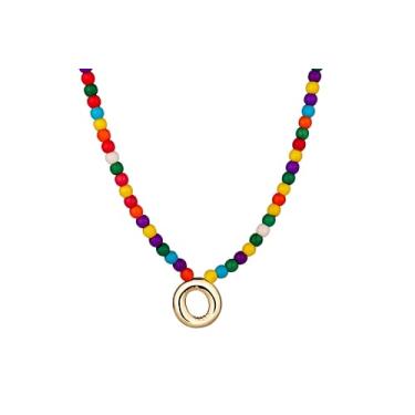 Imagem de WomenGifts Colares com inicial bolha para mulheres modernos, delicados e coloridos feitos à mão, joias para meninas adolescentes, colar com pingente de letra A a Z, presentes de aniversário para ela