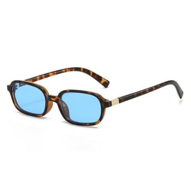 Imagem de Óculos de Sol de Armação Pequena Feminino UV400 Masculino Estilo Punk para Esportes ao Ar Livre, Corrida e Ciclismo, Estampa de Leopardo Azul