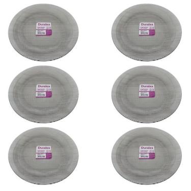 Imagem de Prato Raso Diamante Fumê de Vidro Duralex 22,4cm 6 Unidades - Nadir 57