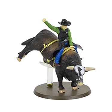 Imagem de Big Country Toys PBR Bushwhacker Rodeo Bull com Rider – Escala 1:20 – Estatueta de equitação – Bushwhacker The Bull – Colecionável