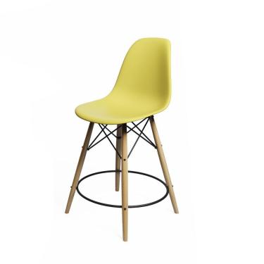 Imagem de Banqueta Eames Eiffel De Madeira Assento Amarelo