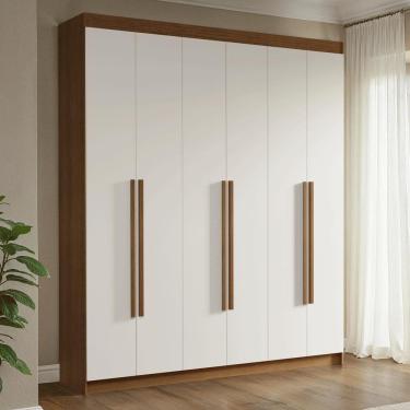 Imagem de Guarda-roupa Casal 6 Portas Batentes Venus Madesa Rustic/branco