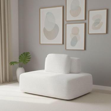 Imagem de Sofá Módulo Central 140cm Orgânico Sala Berlim Bouclê K01 - D'rossi Off White